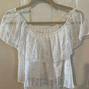 White embroidered off the shoulder Honey Punch top